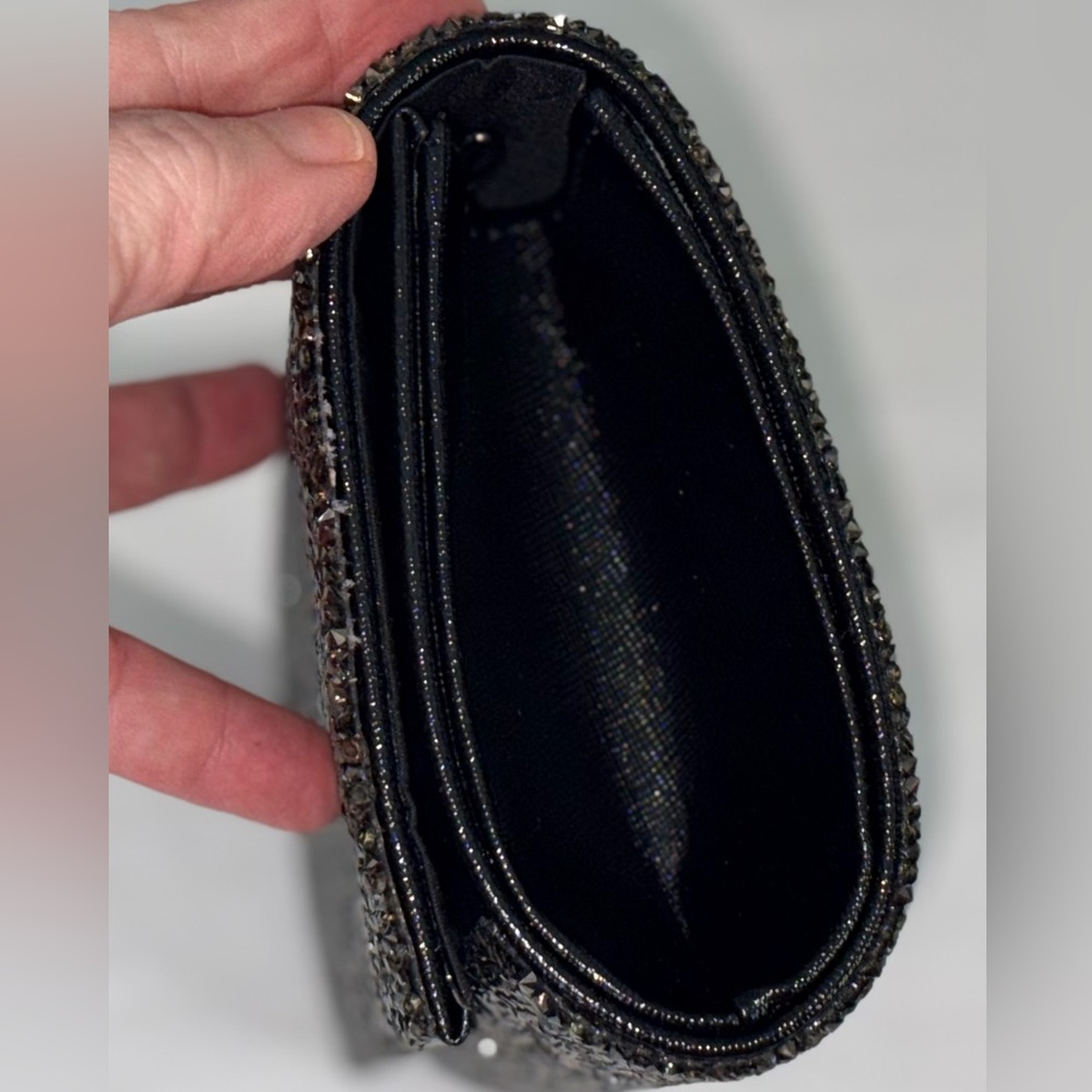 Black/Silver Glitter Evening Clutch - Picture 4 of 10